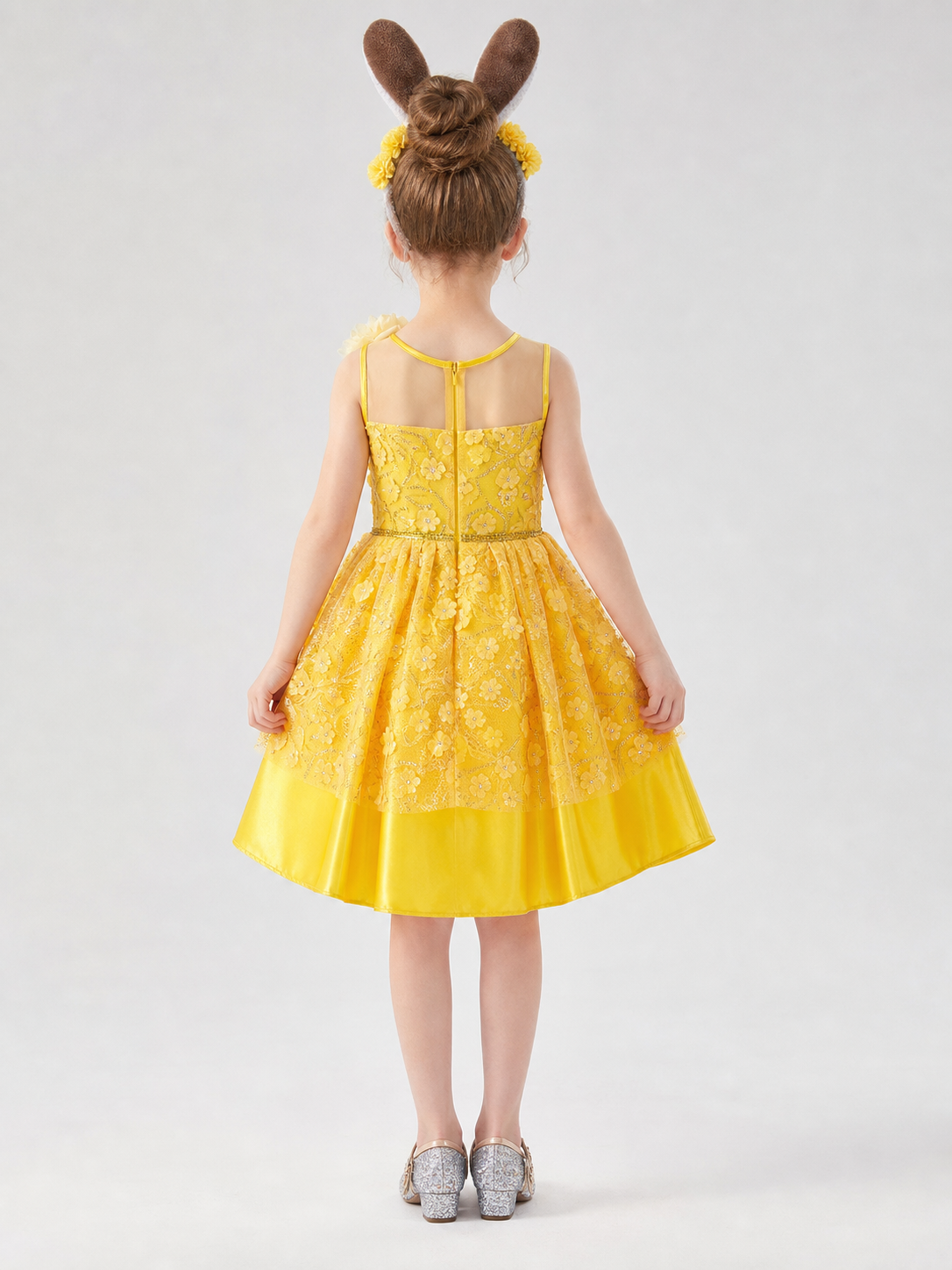 Yellow Dress with Floral Decor for Cosplay
