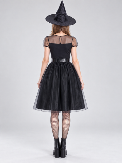 Black Witch Costume with Dress, Hat, and Belt