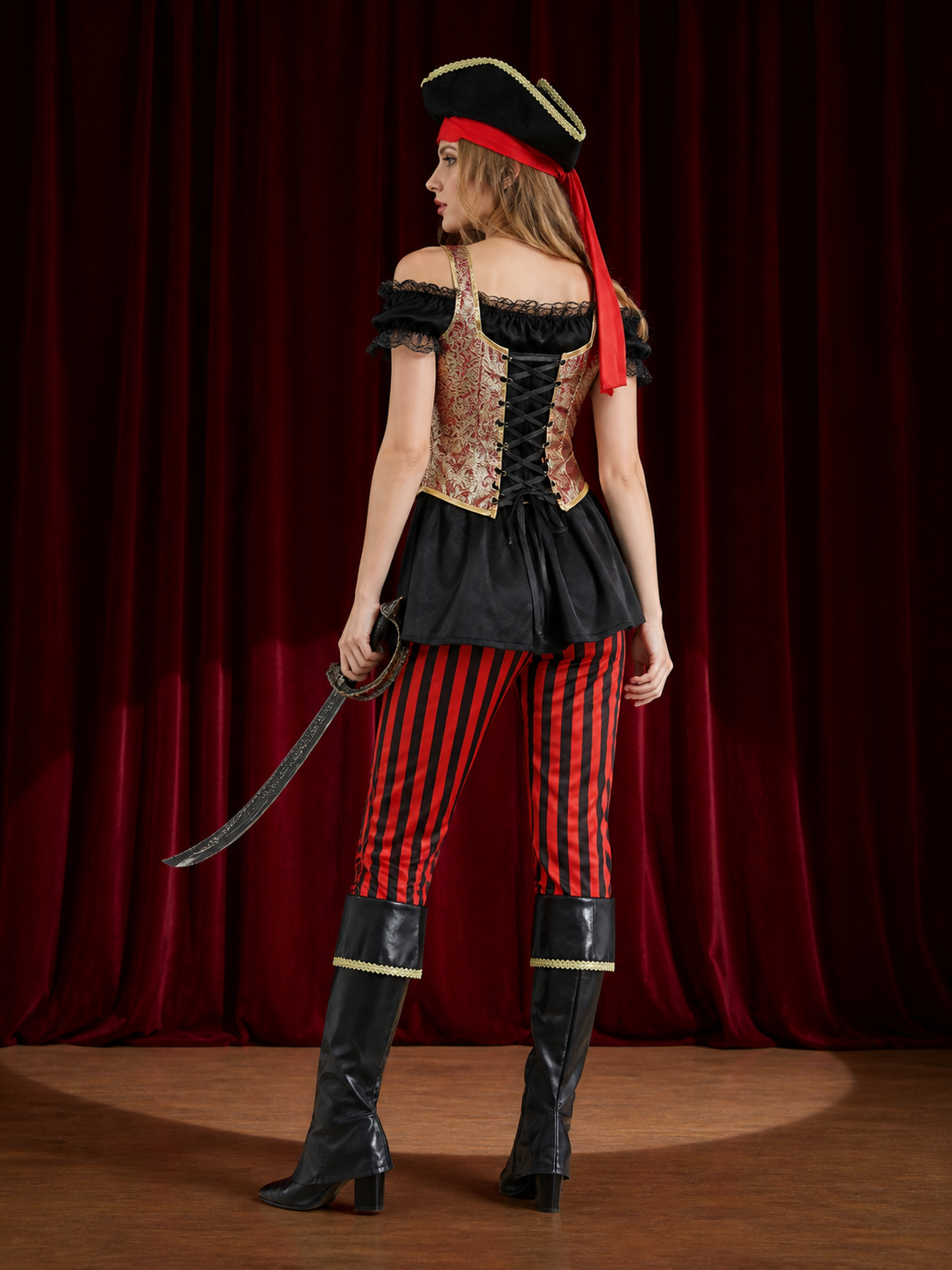 Jack Sparrow-Style Pirate Costume for Halloween back view