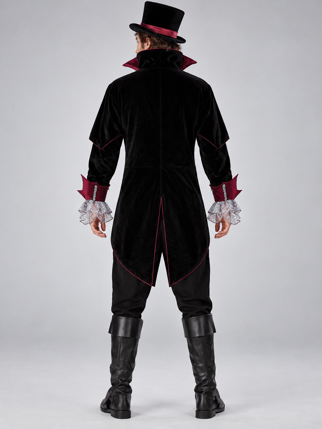 Vampire Costume with Vest and Hat back view