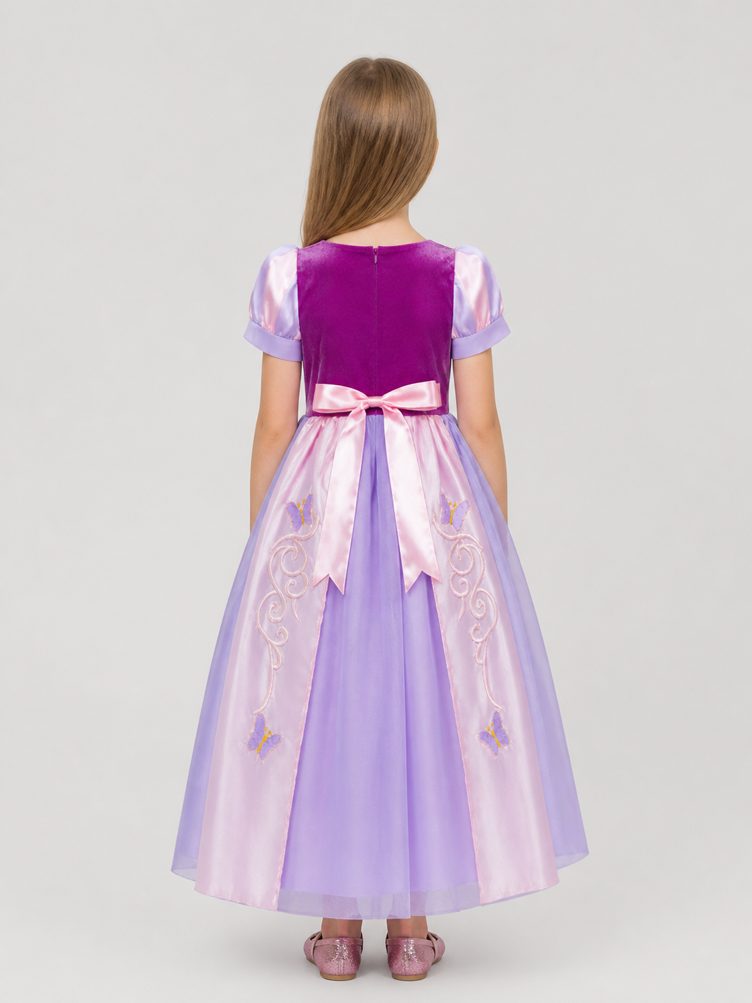 Purple Princess Costume Dress with Full Skirt for Cosplay back view