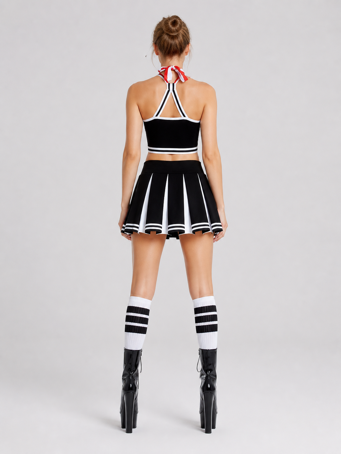 Black and White Cheerleading Performance Costume (S-L) back view