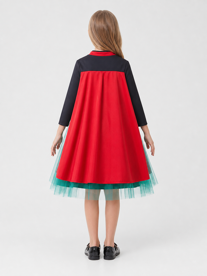 Anna Cosplay Dress, Green, Full Skirt, Cape back view