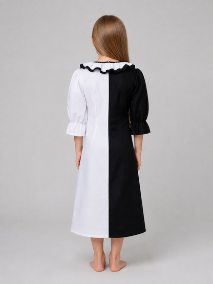 Women's Black-and-White Pom-Pom Cosplay Costume back view