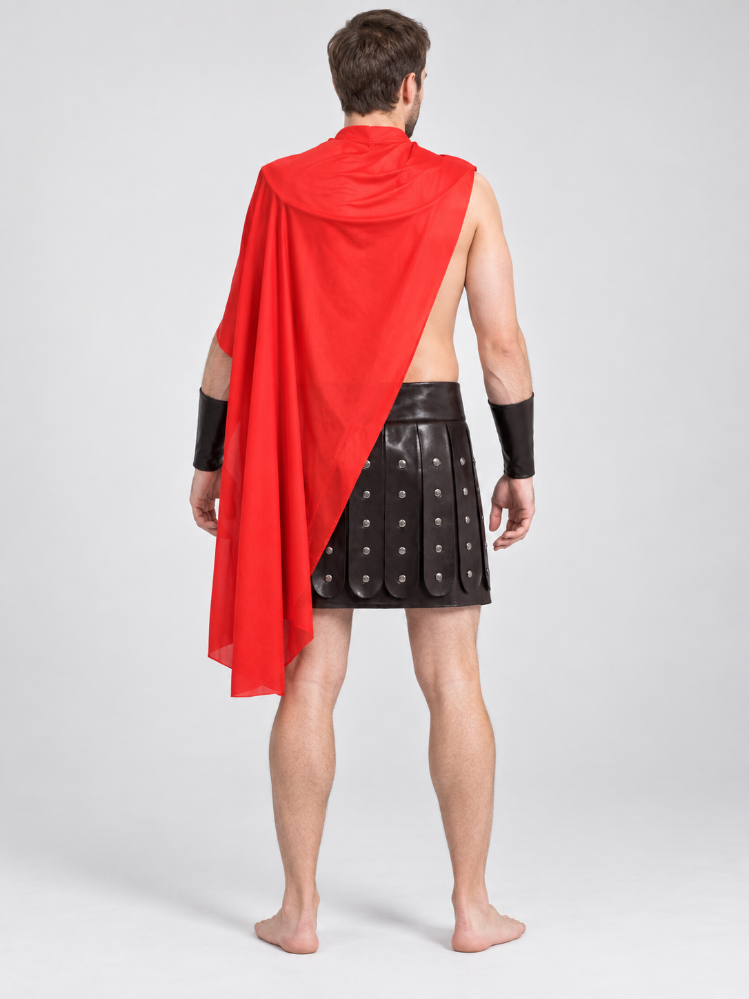 Spartan-Style Carnival Costume with Red Cape