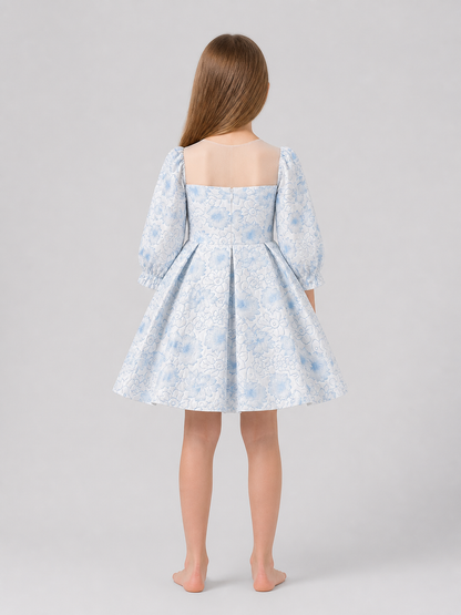 Light Blue Princess Dress for Girls with Long Sleeves