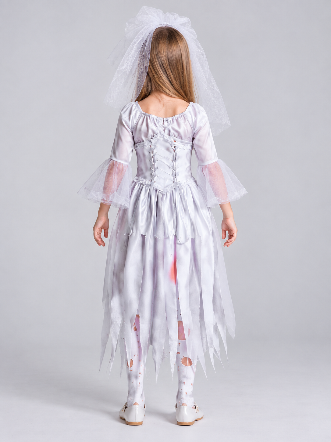 Ghost Bride Costume with Veil and Corset