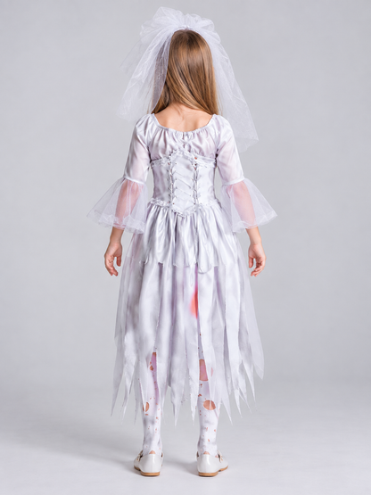 Ghost Bride Costume with Veil and Corset