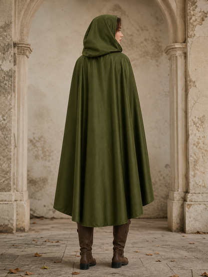 Green Costume Cloak with a Large Hood