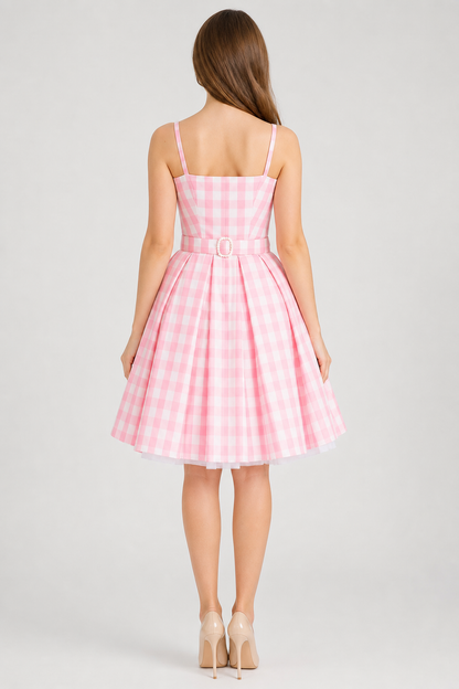 Barbie-Style Cosplay Dress, Pink Gingham