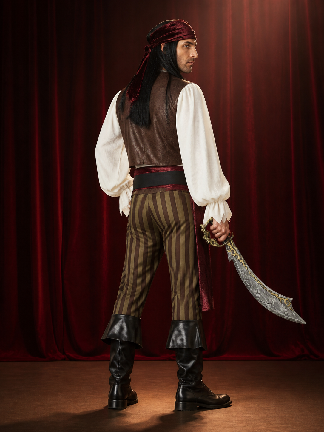 Captain Jack Sparrow Pirate Costume for Halloween back view
