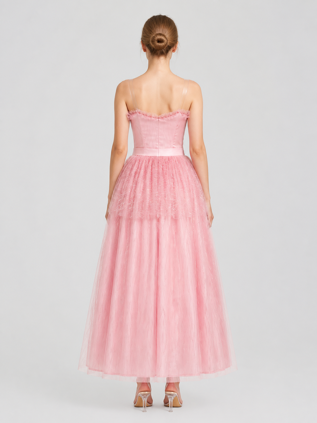 Pink Glinda Full-Skirted Dress for Cosplay back view