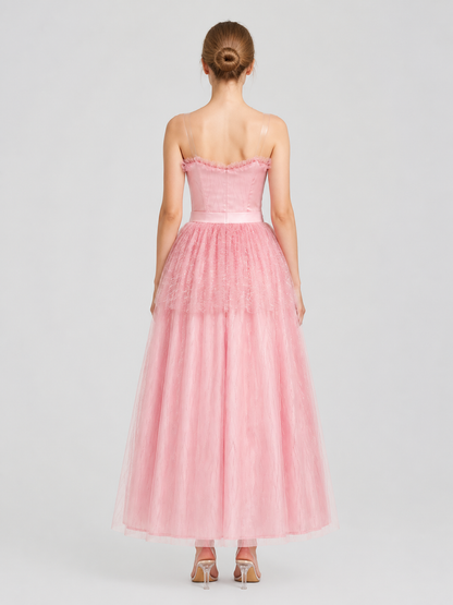 Pink Glinda Full-Skirted Dress for Cosplay back view