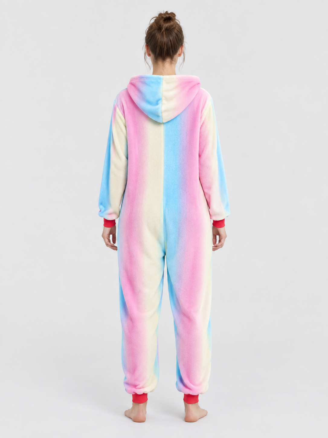 Flannel Hooded Pajama Jumpsuit with Cuffs