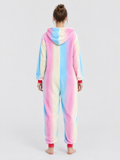 Flannel Hooded Pajama Jumpsuit with Cuffs