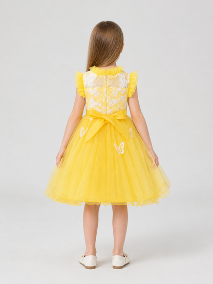Princess Party Dress with Stand Collar back view
