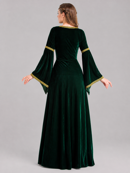 Lace-Up Costume Dress with Gold-Tone Trim back view