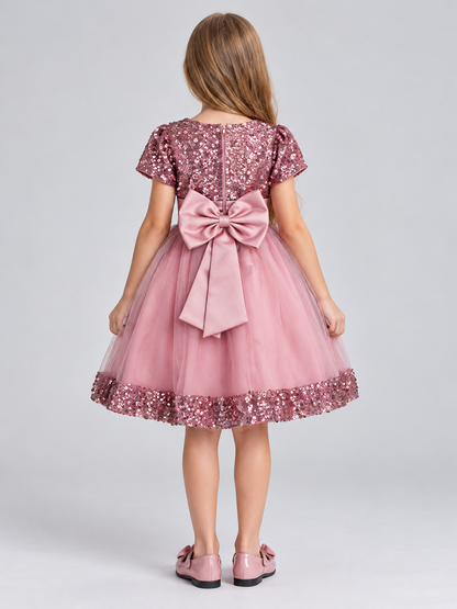 Dusty Pink Sequin Girls' Party Dress