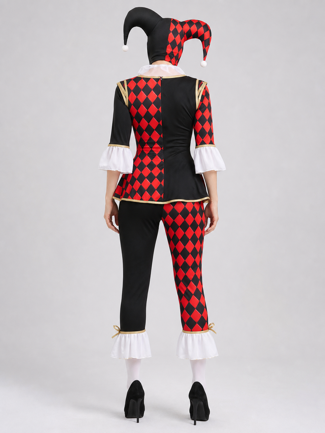 Halloween Harlequin Clown Costume with Hat