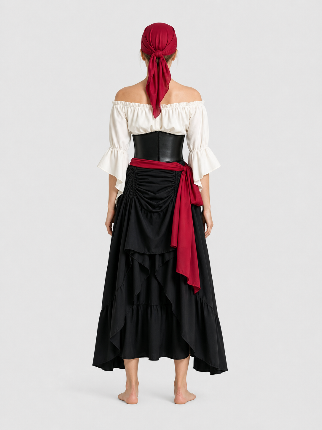 Halloween Pirate Costume: Corset, Blouse, and Skirt