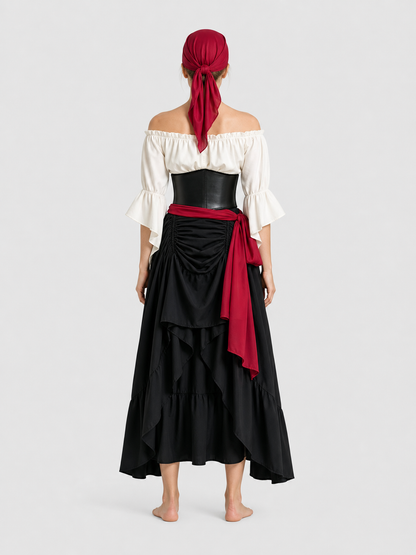 Halloween Pirate Costume: Corset, Blouse, and Skirt