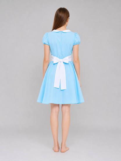 Dress with White Apron and Lace Trim back view