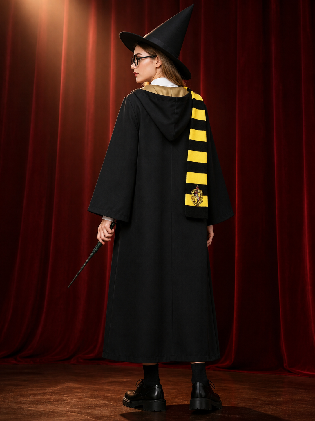 Harry Potter Costume Cloak with Hood for Cosplay and Halloween back view