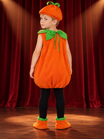 Kids' Pumpkin Costume with Hat and Slippers