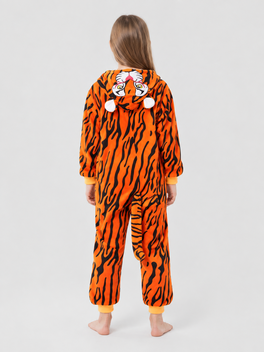Flannel Tiger Hooded Pajama Jumpsuit