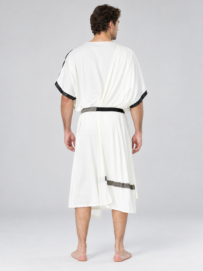 White tunic-style costume with belt and meander