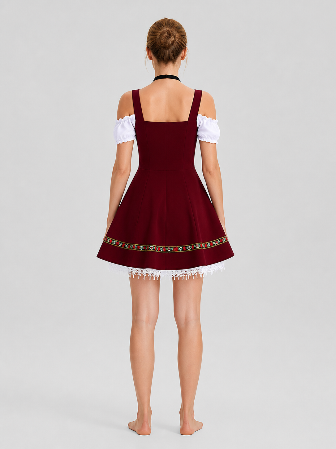 Carnival Cosplay Dress with Apron and Fringe back view