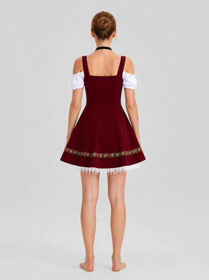 Carnival Cosplay Dress with Apron and Fringe back view