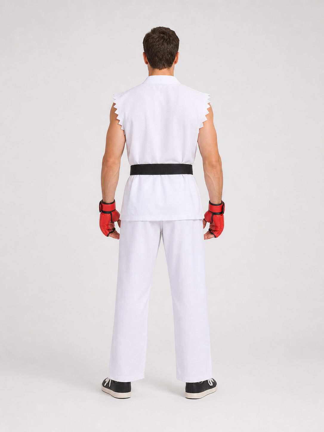 Street Fighter Fighter Cosplay Costume, Red/White back view