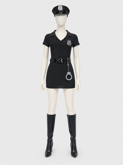 Police Costume for Role-Playing, S-3XL back view