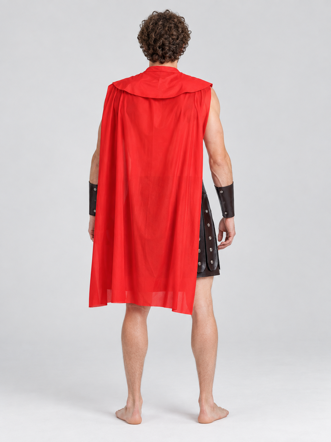 Warrior Costume with Red Cape back view
