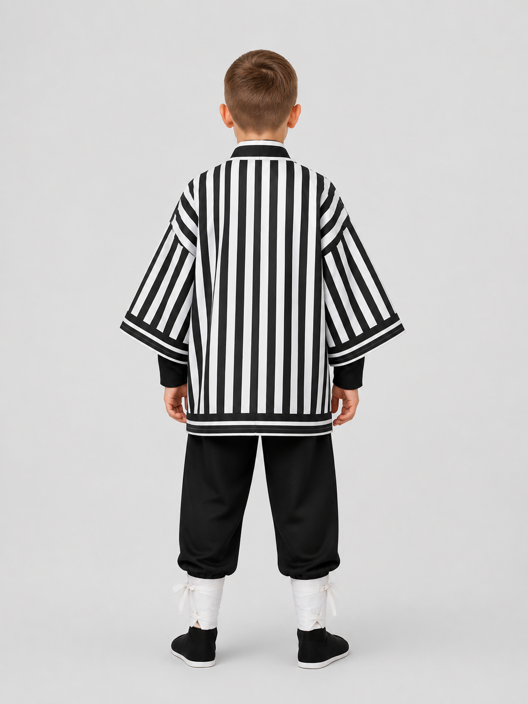 Anime Cosplay Costume, Striped Jacket, Belt, and Pants back view