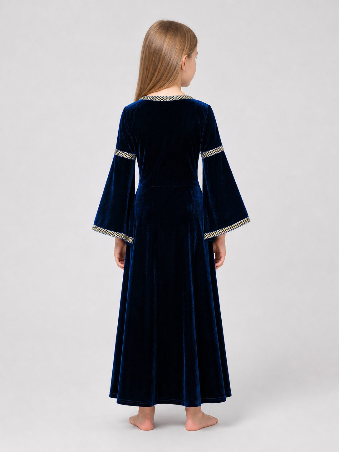 Medieval-Style Maxi Dress with Flared Sleeves
