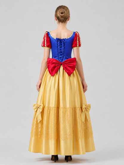 Snow White Cosplay Dress, Long, with Bows back view