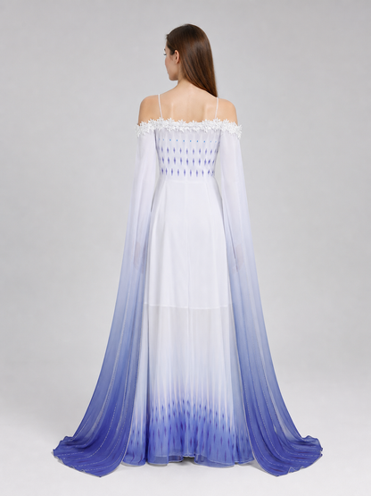 Elsa Cosplay Dress with Capes and Gradient