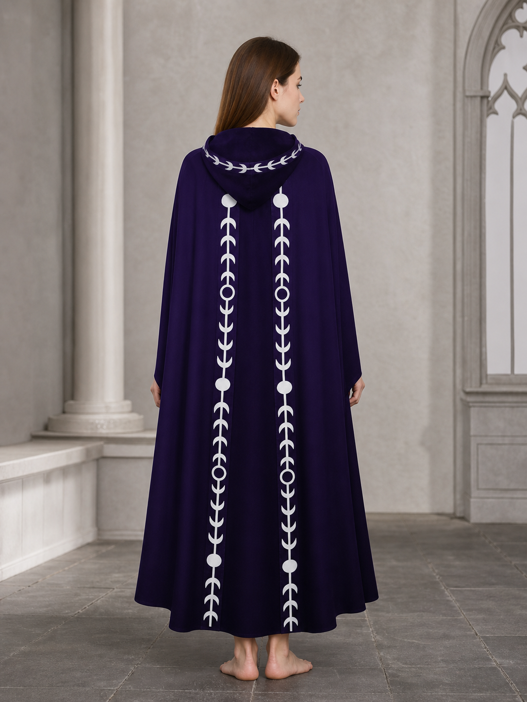 Purple Hooded Cape in Medieval Style