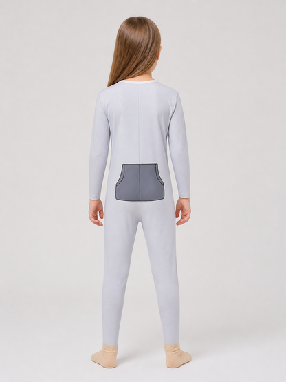 Children’s Animal Costume for Cosplay, Gray Jumpsuit back view