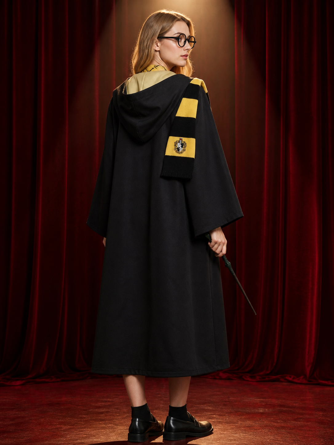 Hufflepuff Wizard Robe for Halloween Cosplay back view