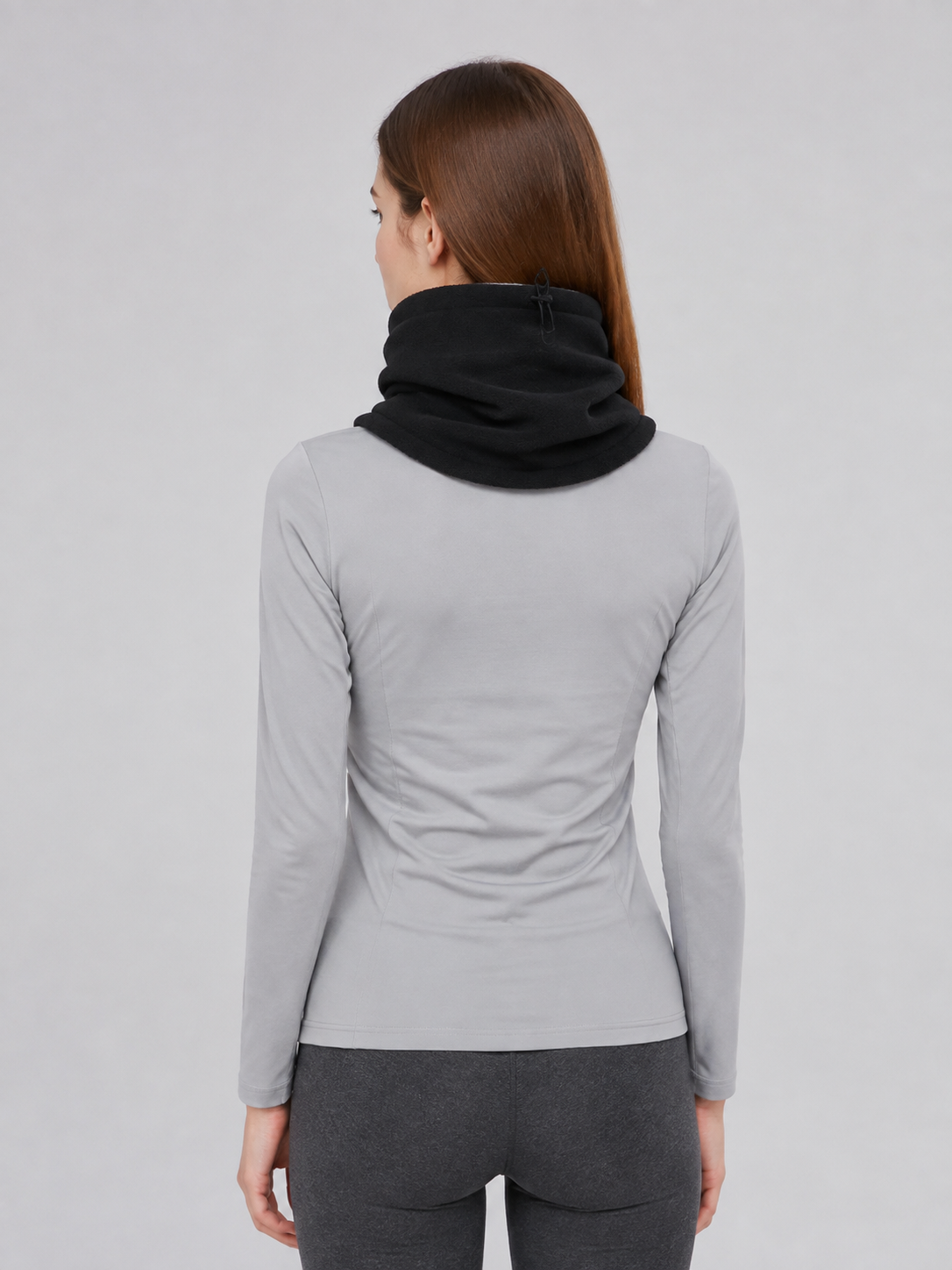 Black Insulated Neck Gaiter with Fleece Lining back view