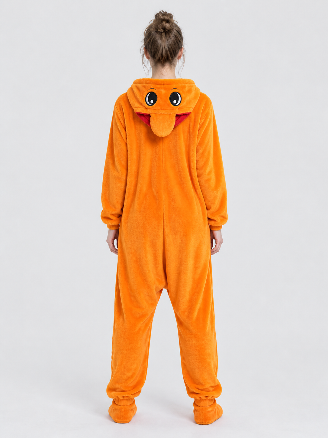 Orange Kigurumi Pajama with Hood and Light-Colored Insert