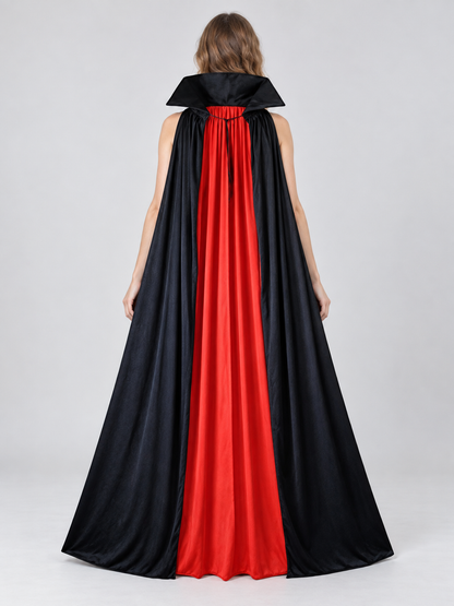 Long black and red cape cloak for carnival costume