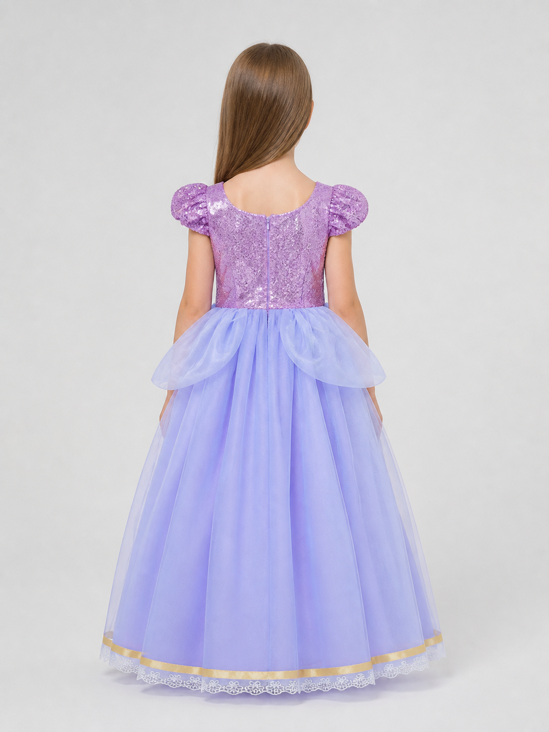 Purple Sequin Princess Costume Dress back view