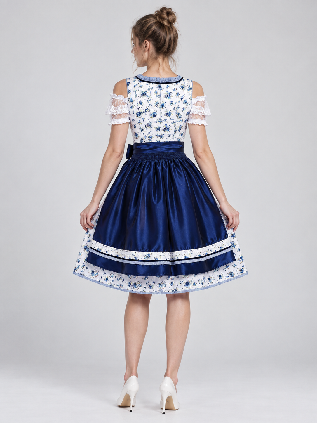 Bavarian-Style Dress for Oktoberfest with Apron