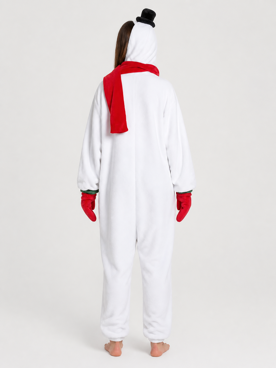 Snowman Costume: Hooded Jumpsuit for Cosplay back view