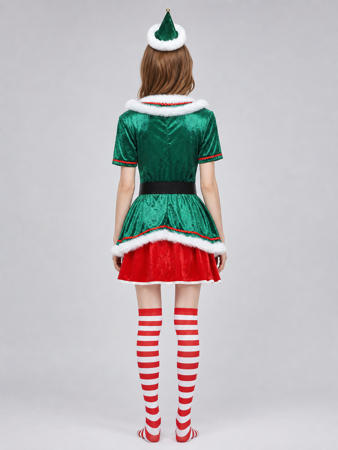 Elf Christmas Costume with Hat and Knee-High Socks