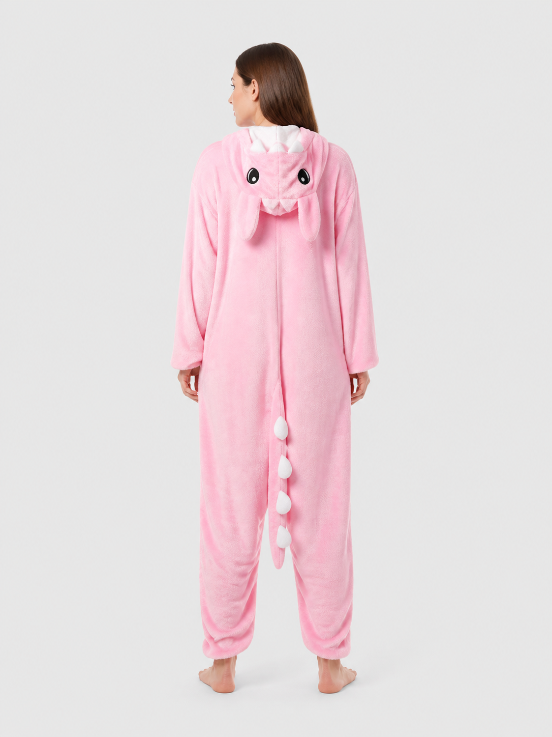 Flannel Hooded Animal Onesie Pajamas back view